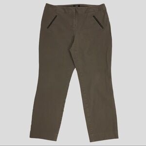 Alfani Pants Womens 12 Short Brown with Faux Leather Pockets Stretchy